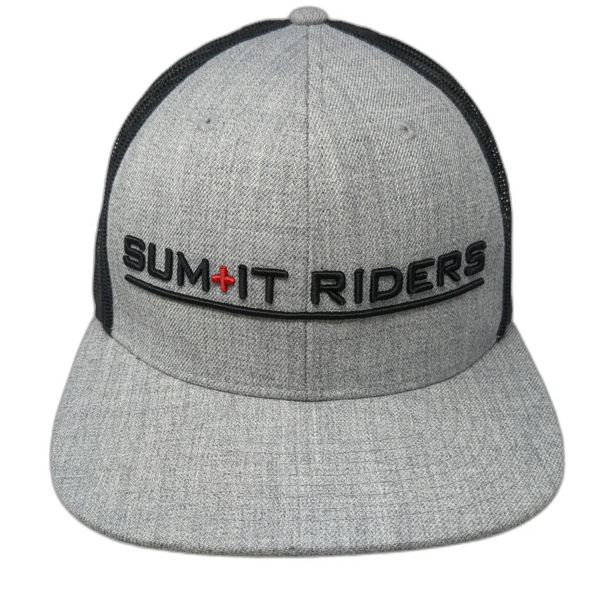 Trucker Hat Gray OSFM Mesh Back Summit Riders Red Plus Embroidered Adjustable