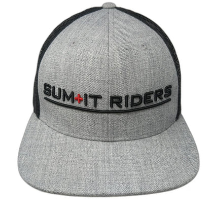 Trucker Hat Gray OSFM Mesh Back Summit Riders Red Plus Embroidered Adjustable
