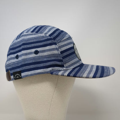 Discrete 5 Panel Hat Blue One Size Wasatch Mountain Patch Striped Flat Brim