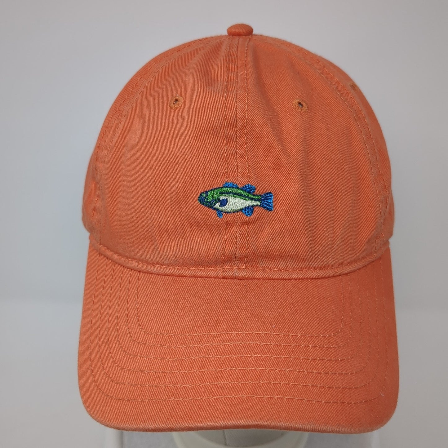 Unbranded Slideback Baseball Cap Orange One Size Adjustable Embroidered Fish