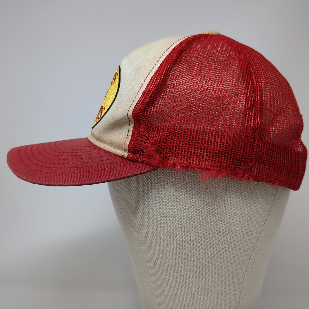 Bass Pro Shops Trucker Hat Red Beige One Size Mesh Back Snapback Bass Fish Logo