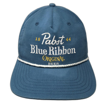 Pabst Blue Ribbon 5 Panel Hat One Size Snapback Rope White Beer Logo Gold Brim