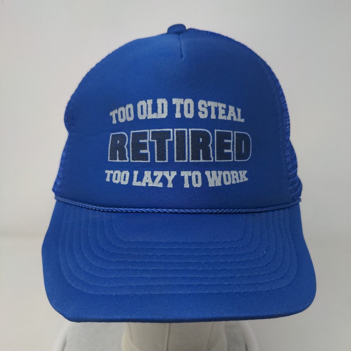 Retired Too Old To Steal Too Lazy To Work Snapback Rope Trucker Hat One Size
