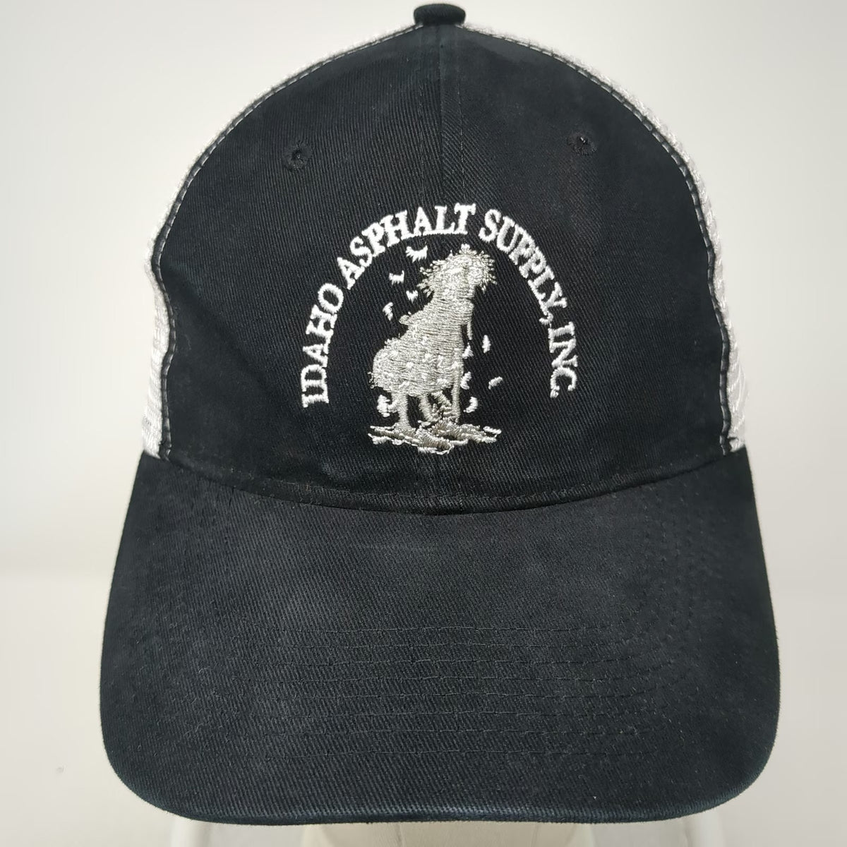 Trucker Hat Black White One Size Idaho Asphalt Supply Inc Snapback Paving Mesh