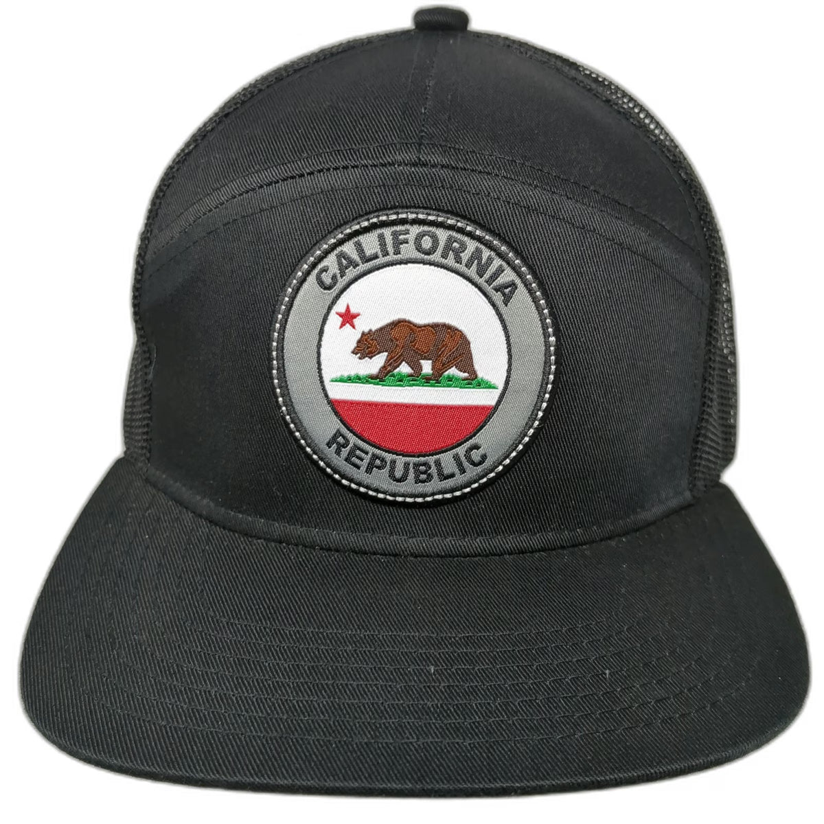 Zion Trucker Hat Black One Size California Republic Patch Mesh Back Snapback