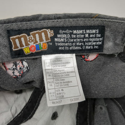M&M's World Baseball Cap Gray One Size All Over Red Character Embroidered Hat