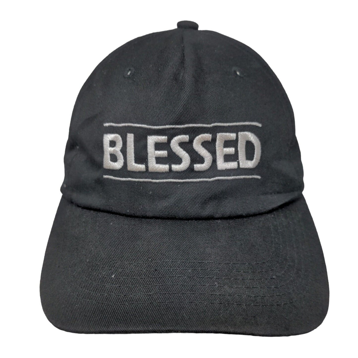 Blessed Strapback Hat Black OSFA Embroidered Adjustable Think Positive