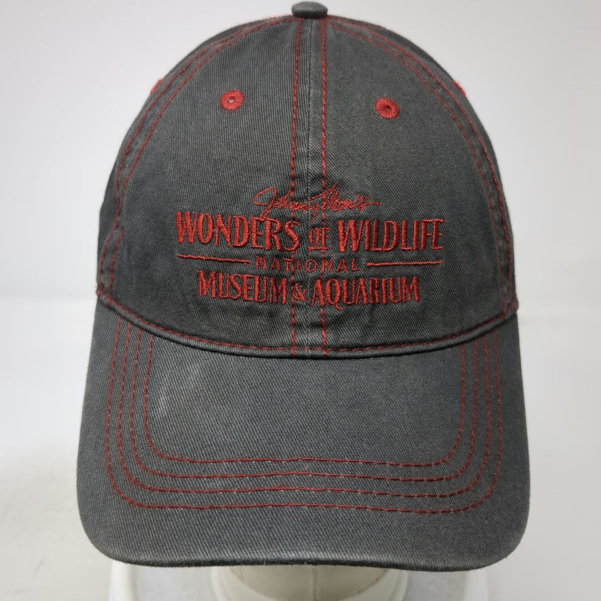 Prairie Mountain Johnny Morris Wonders Wildlife Baseball Cap Gray Red OSFM Hat