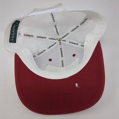 Redfish Lake Lodge Snapback Trucker Hat Red One Size Adjustable Mesh Back Legacy