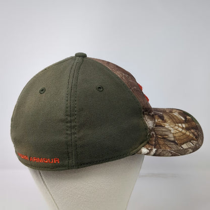 Under Armour Baseball Cap Green Brown Orange L Camo Embroidered Stretch Fit Hat