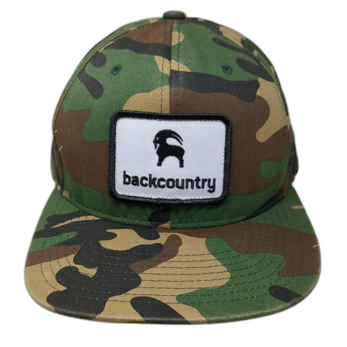 Backcountry Snapback Green Brown Black Camo One Size Mountain Goat Patch Hat