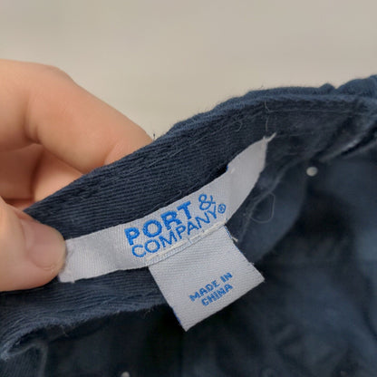 Letter H Strapback Hat Blue One Size Embroidered 6 Panel Port & Company