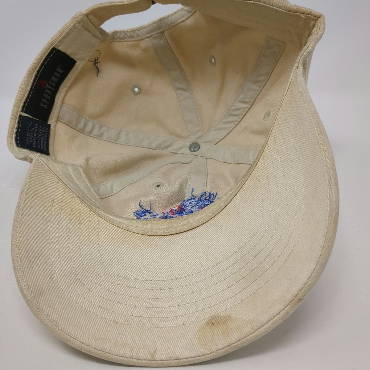Sportsman Baseball Cap Beige One Size Slideback Cotton Bait Tackle Fishing Hat