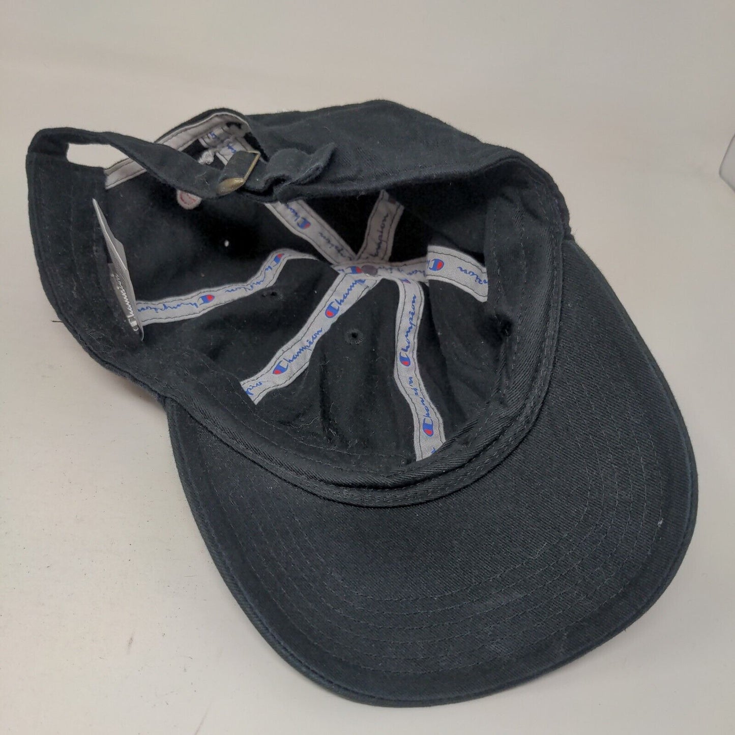 Champion Slideback Hat Black OSFA Embroidered Small Logo Adjustable