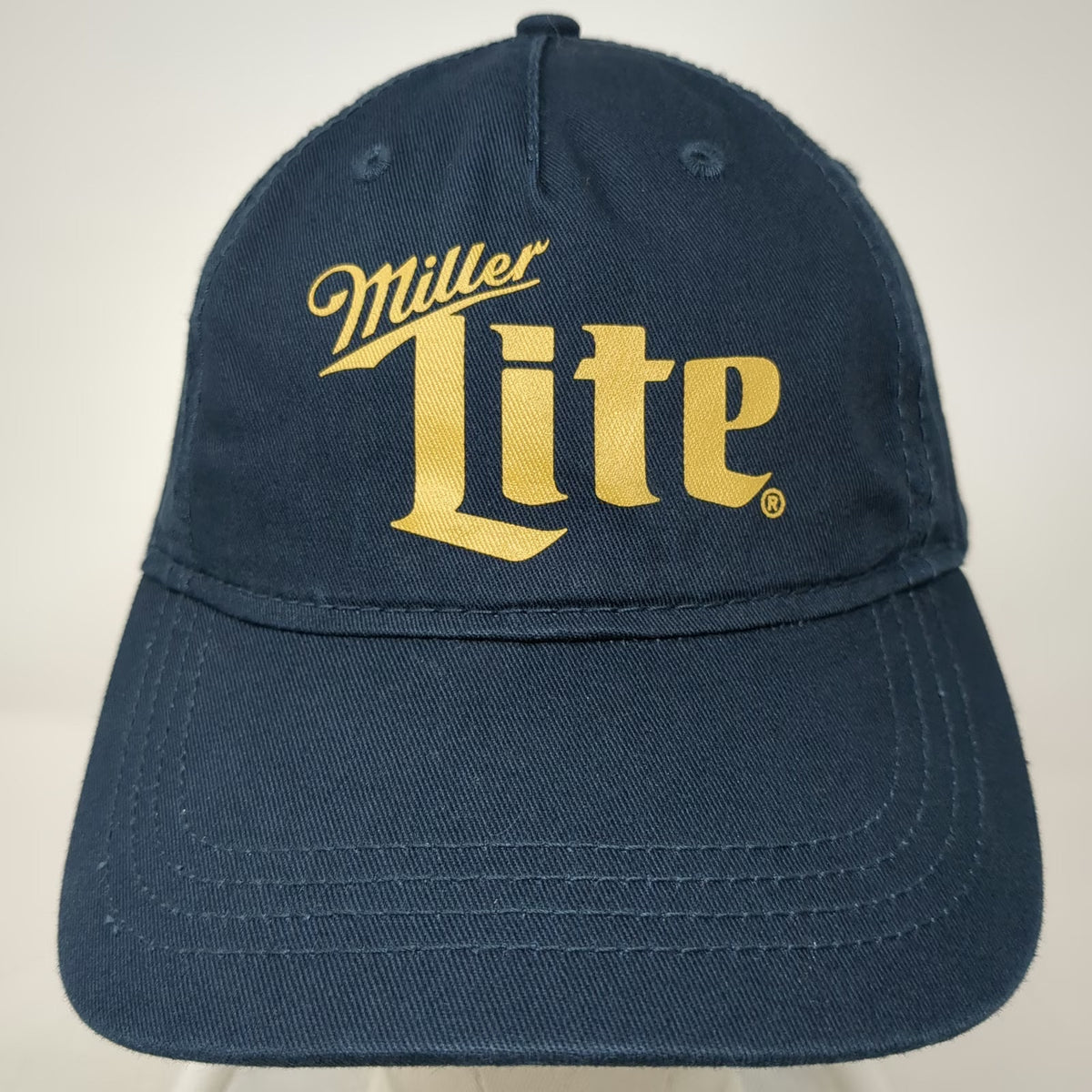 Miller Lite H3 Headwear 5 Panel Blue Hat One Size Gold Logo Strapback Beer Merch