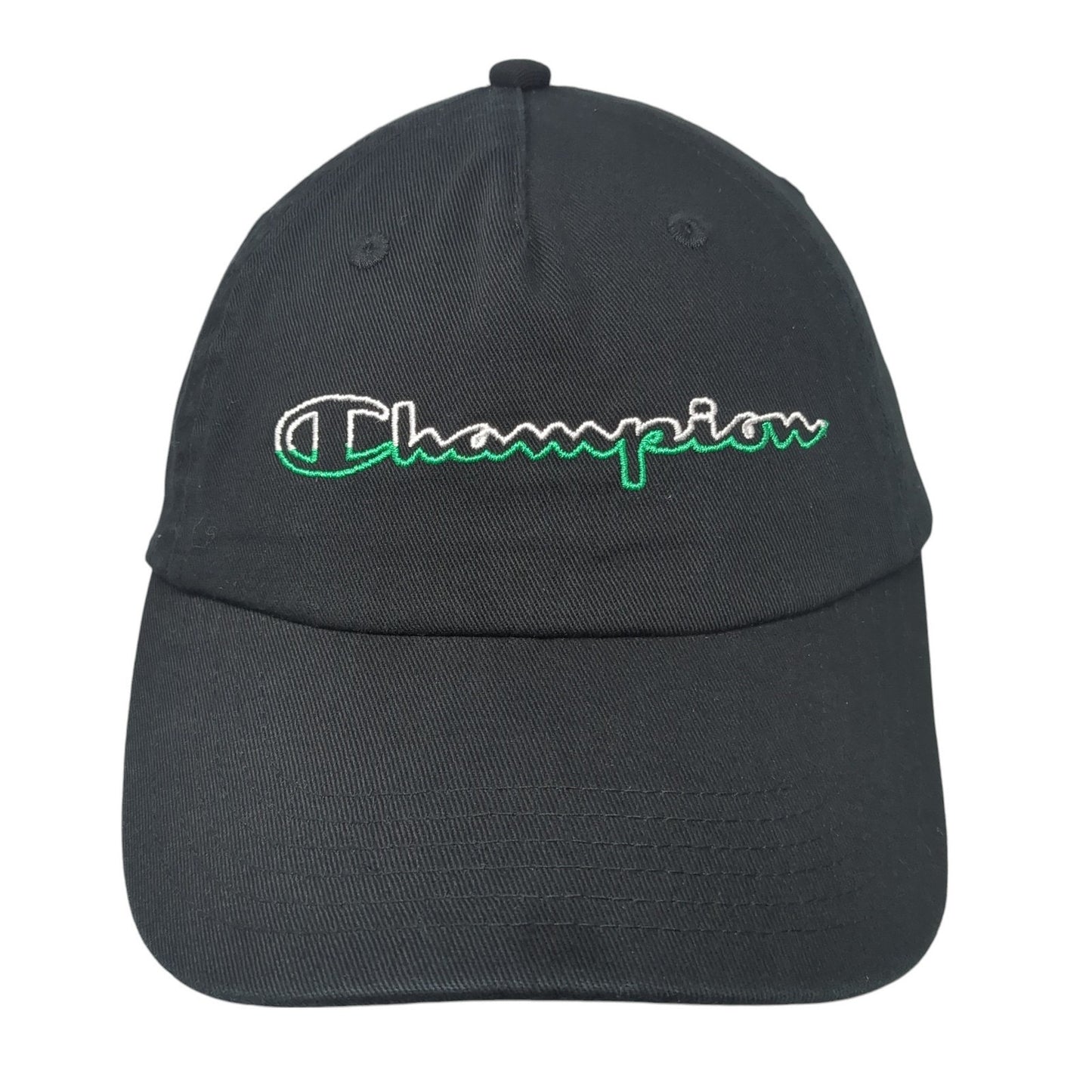 Champion Spell Out Slideback Hat Black One Size Adjustable Embroidered