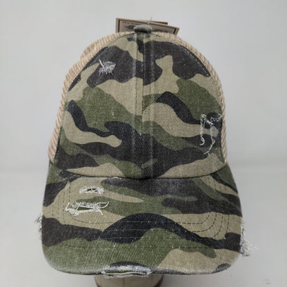 C.C. Exclusives Women's Distressed Camo Hat Strapback W/Tags Cotton Blend