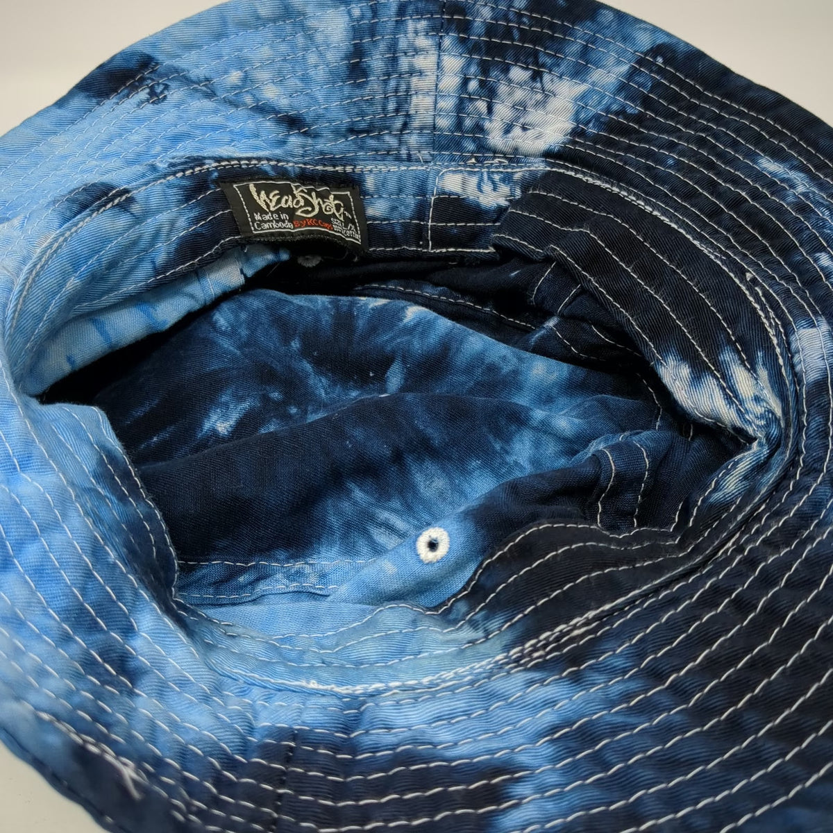 HeadShot Bucket Hat Blue XL Tie Dye Contrast Stitching Cotton Sun Summer Hat