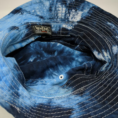 HeadShot Bucket Hat Blue XL Tie Dye Contrast Stitching Cotton Sun Summer Hat