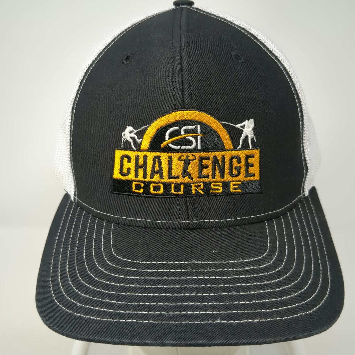 Richardson Black One Size Trucker Hat Mesh Snapback Challenge Course Logo Hat