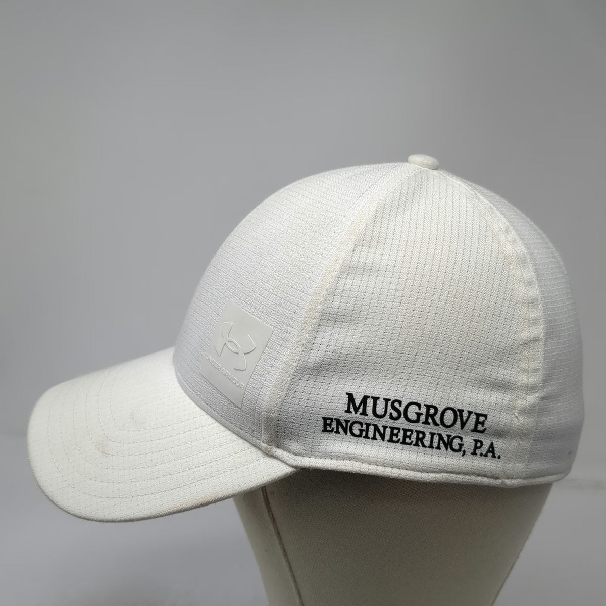 Under Armour Baseball Cap White XL Musgrove Engineering ISO-CHILL Stretch Hat