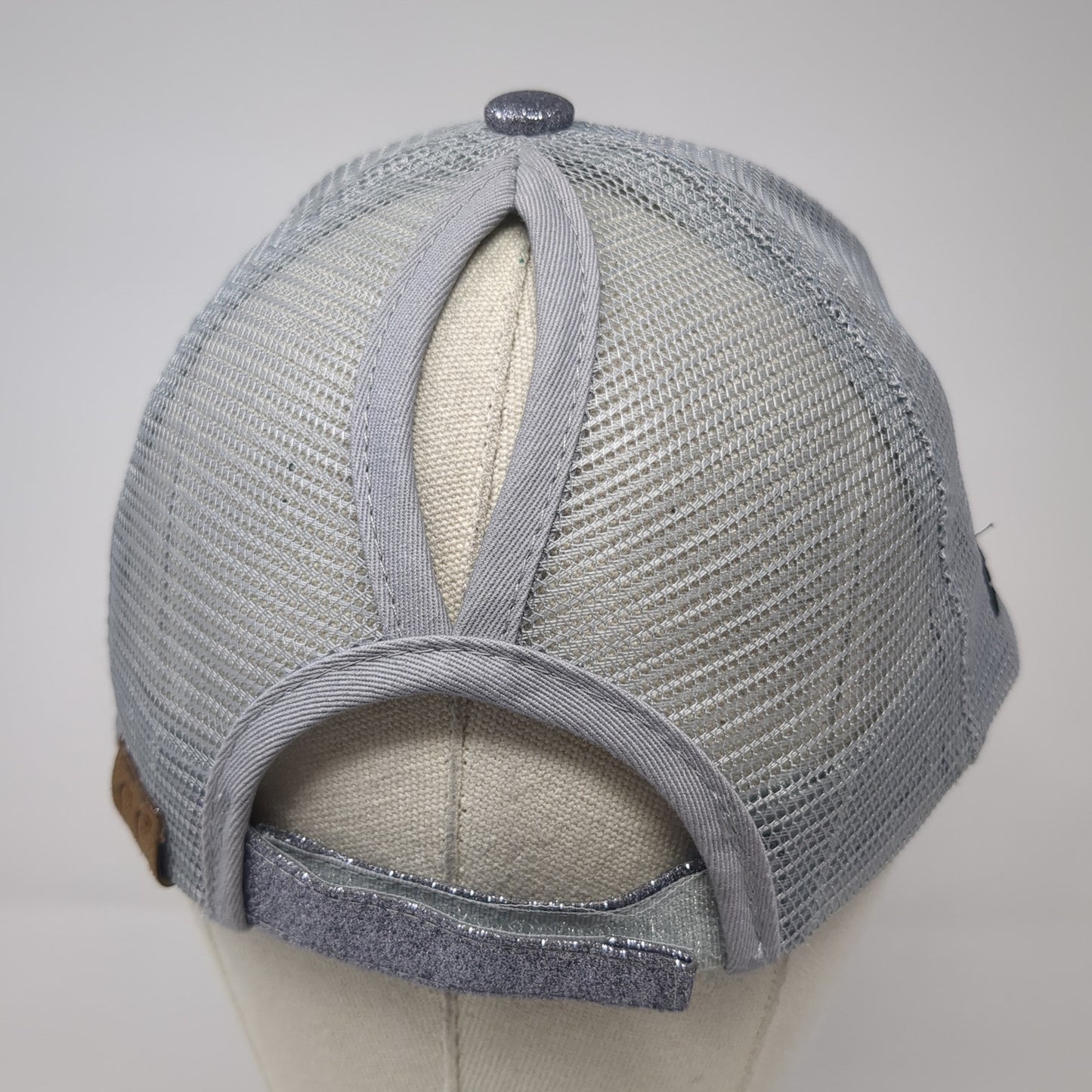 Snake Chase 2023 Ponytail Trucker Hat Gray One Size Adjustable Glitter Mesh Back