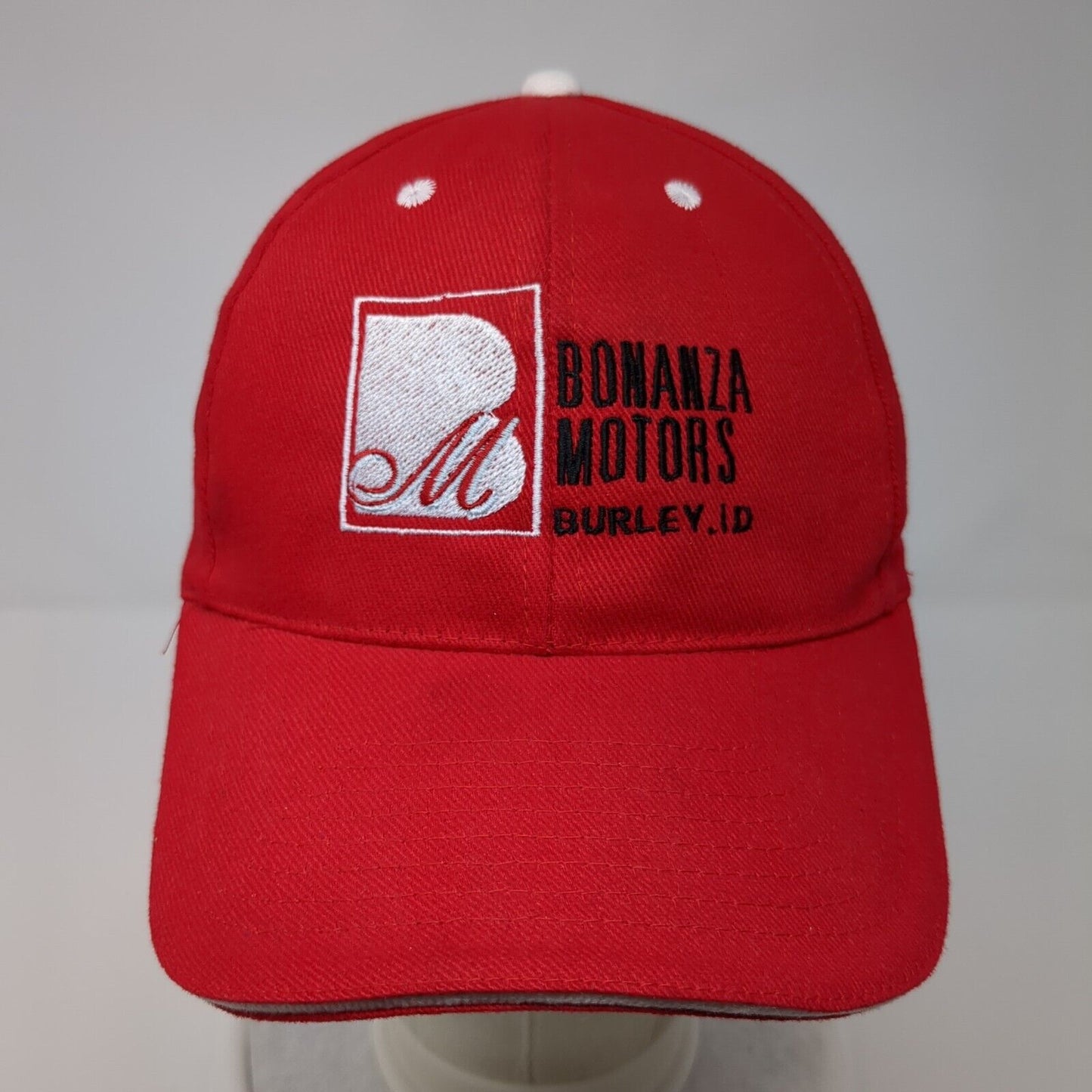 Bonanza Motors Burley ID Strapback Hat Red OSFM Embroidered Otto