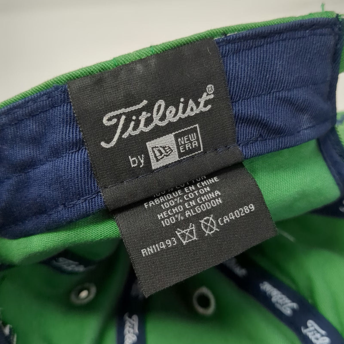 Titleist Baseball Cap Green One Size Blue Logo Slideback Curved Bill Golf Hat