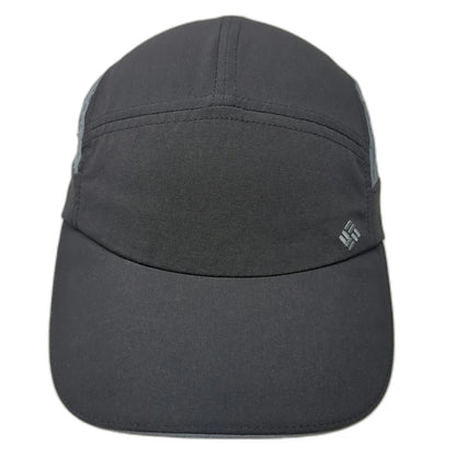 Columbia 5 Panel Black Hat One Size Gray Mesh Side Panels Bungee Slideback
