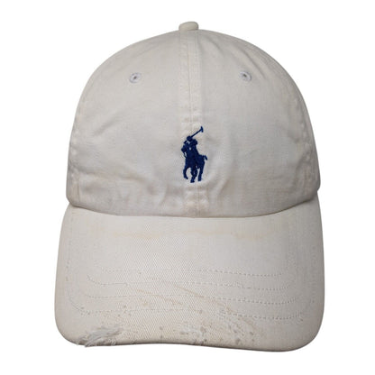 Polo Ralph Lauren Slideback Hat White OS Adjustable Embroidered Distressed