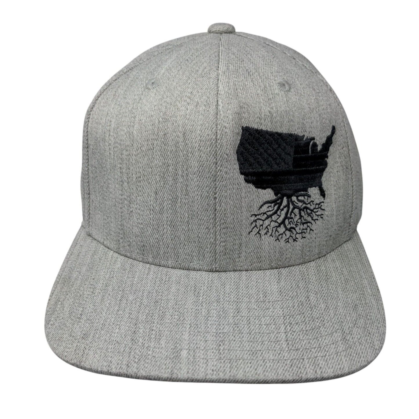 Roots Snapback Hat Gray One Size Adjustable Embroidered 110 Flexfit Tech Yupoong