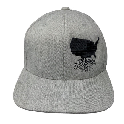 Roots Snapback Hat Gray One Size Adjustable Embroidered 110 Flexfit Tech Yupoong