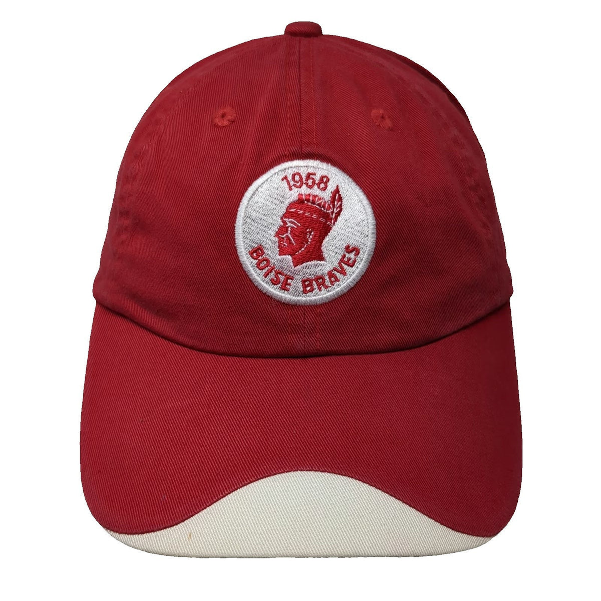 Port Authority Baseball Cap Red White One Size Boise Braves 1958 Patch Logo Hat