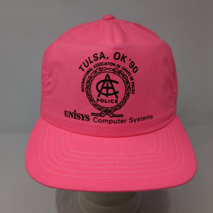 Tulsa OK '90 Police Snapback Hat Pink M/L Unysis Computer Systems
