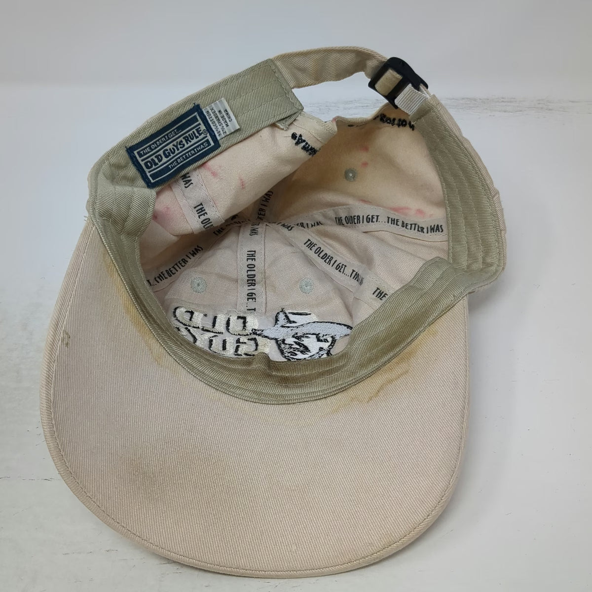 Old Guys Rule Baseball Cap Beige One Size John Wayne Cowboy Signature Quote Hat