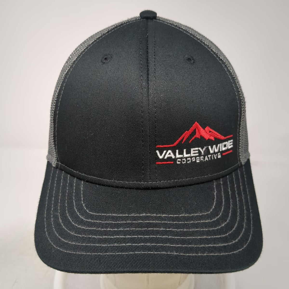 Otto Valley Wide Cooperative Mountain Black Trucker Hat One Size Mesh Snapback