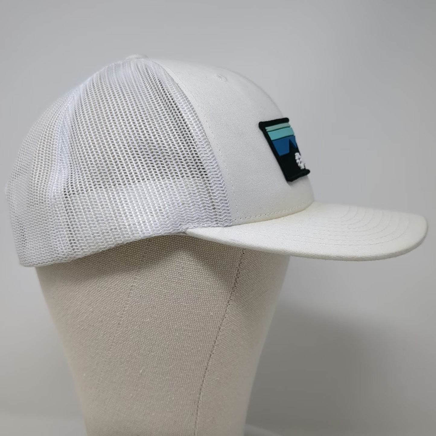 Yupoong Trucker Hat White One Size Rubrik Mountain Patch Mesh Snapback Graphic