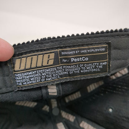 Unie 5 Panel Black Hat One Size Corduroy PestCo Logo Embroidered Slideback