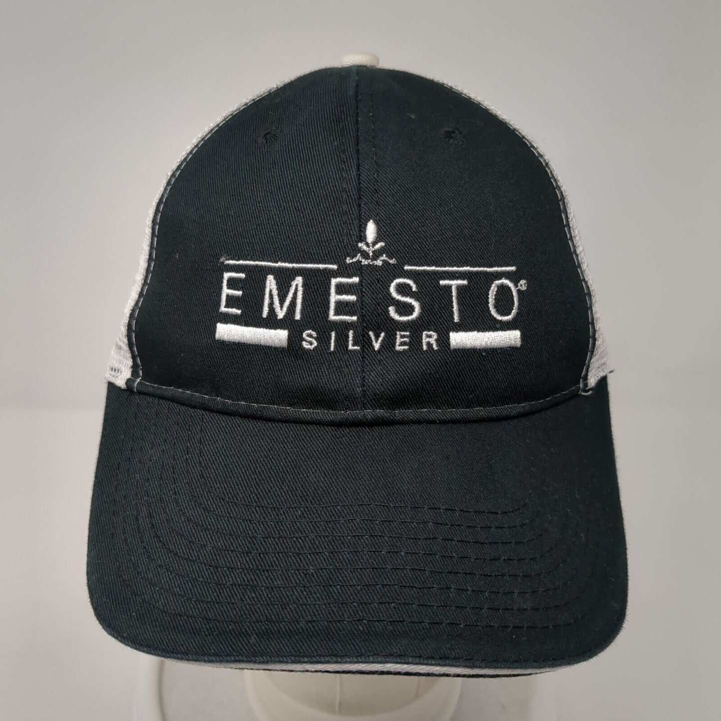 Emesto Silver Strapback Mesh Back Trucker Hat Black One Size Colorblock