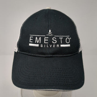 Emesto Silver Strapback Mesh Back Trucker Hat Black One Size Colorblock