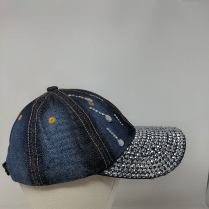 Unbranded Studded Strapback Hat Blue One Size Denim Adjustable 6 Panel
