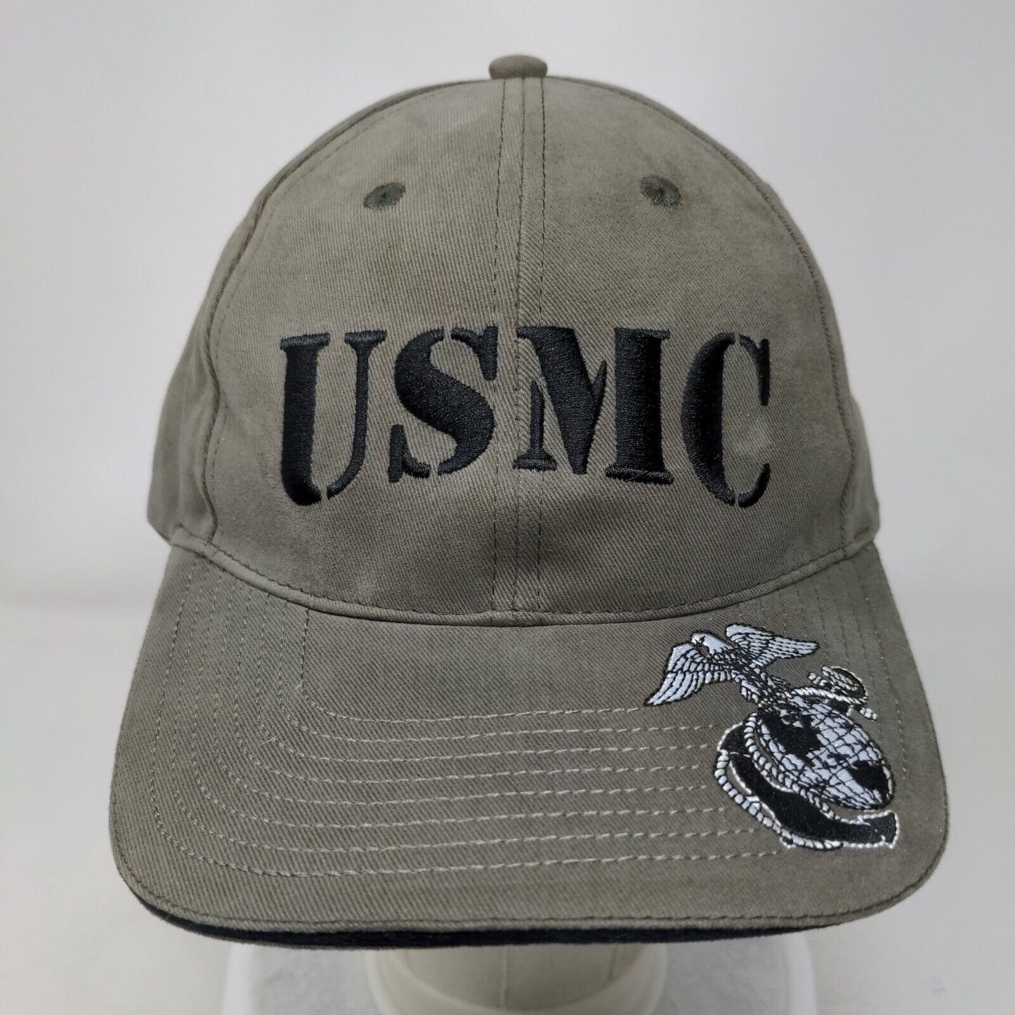 USMC Strapback Hat Grayish-Green OSFA Adjustable Embroidered W/Tags Rothco