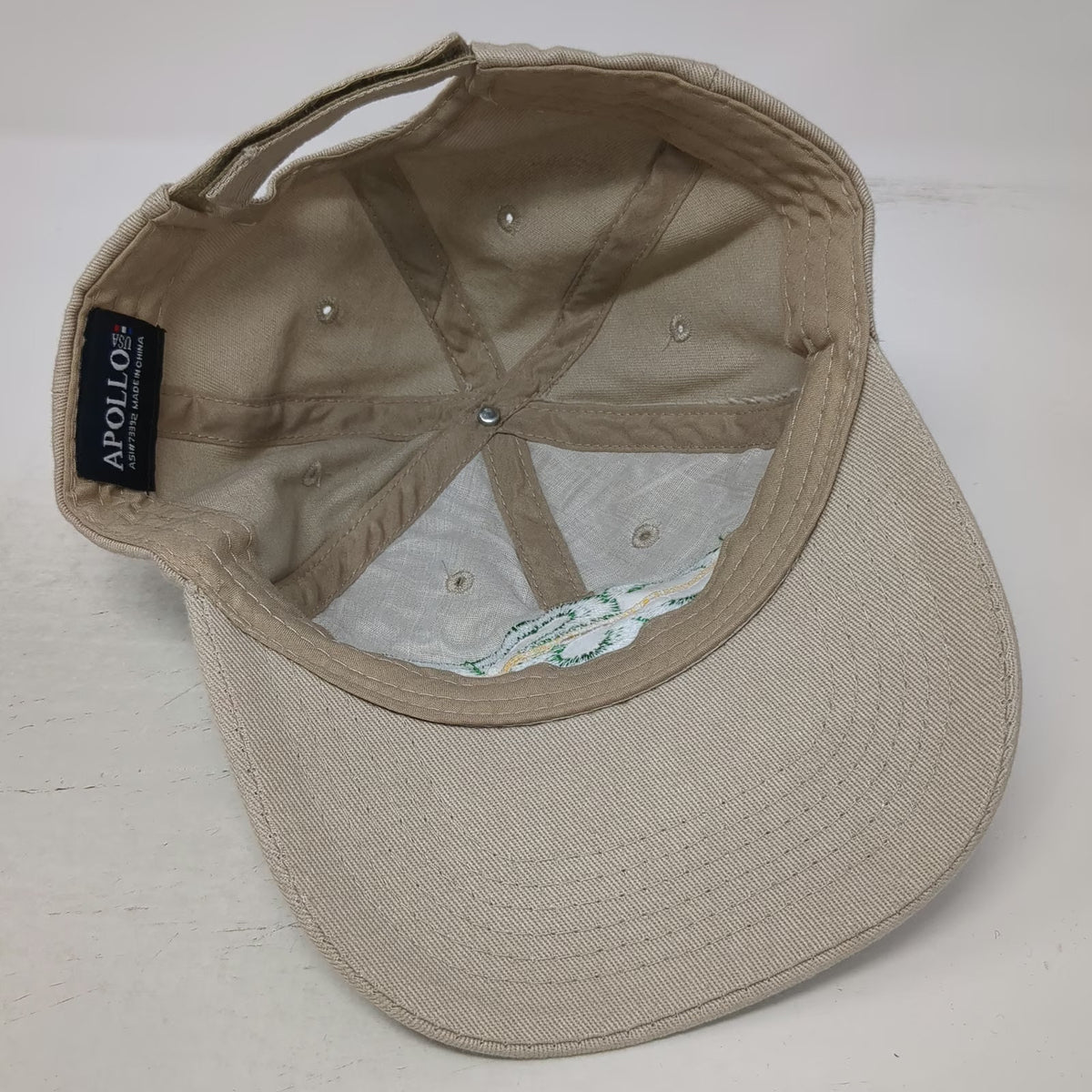 Apollo USA Baseball Cap Beige One Size CST Pine Tree Logo Embroidered Hat Curved