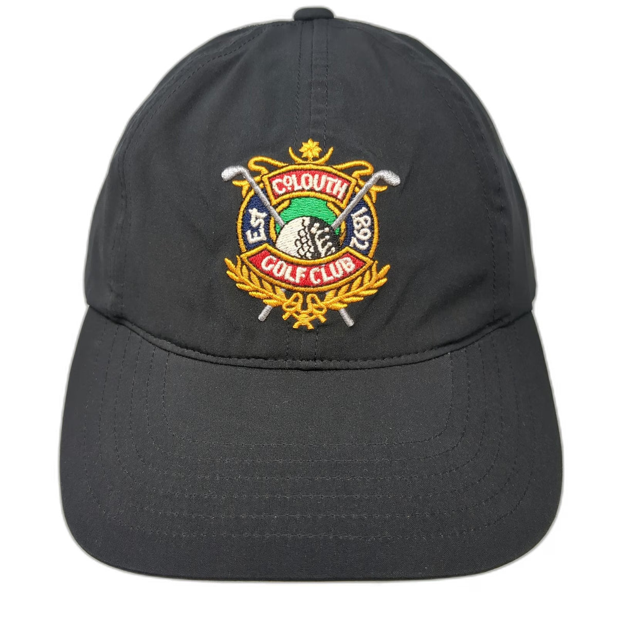 Golf Pointe Baseball Cap Black One Size Embroidered Crest Performance Sport Hat