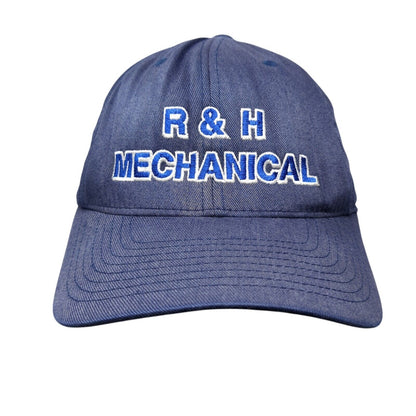 R&H Mechanical Fitted Hat Blue S/M Flexfit Embroidered 6 Panel Yupoong
