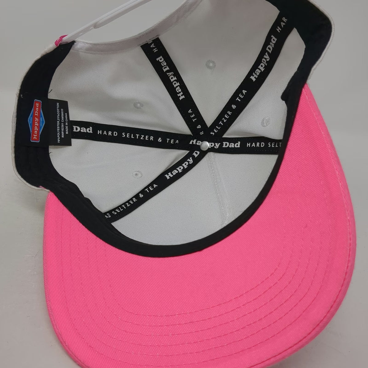 Happy Dad 5 Panel White Pink Blue Red One Size Hard Seltzer Logo Snapback Hat