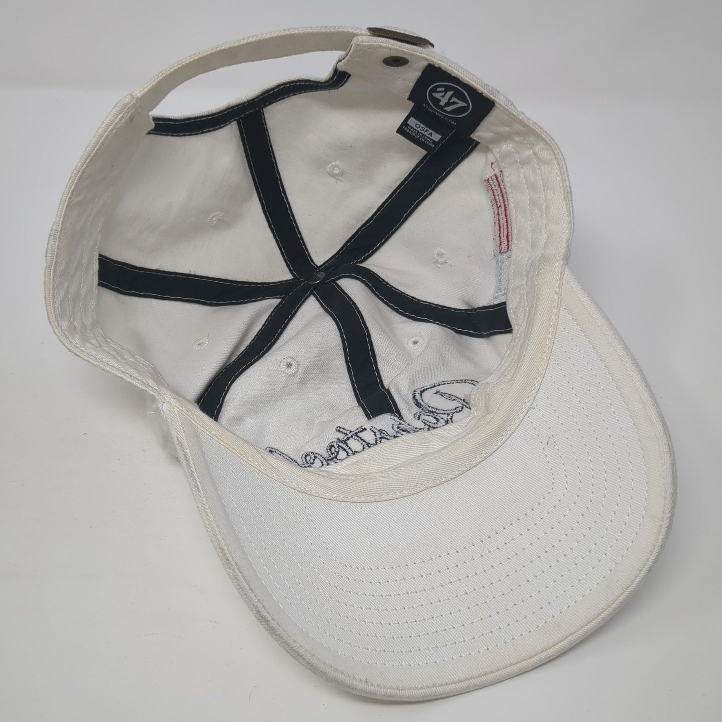 Barstool Slideback Baseball Cap White One Size Adjustable Patriotic '47 Brand