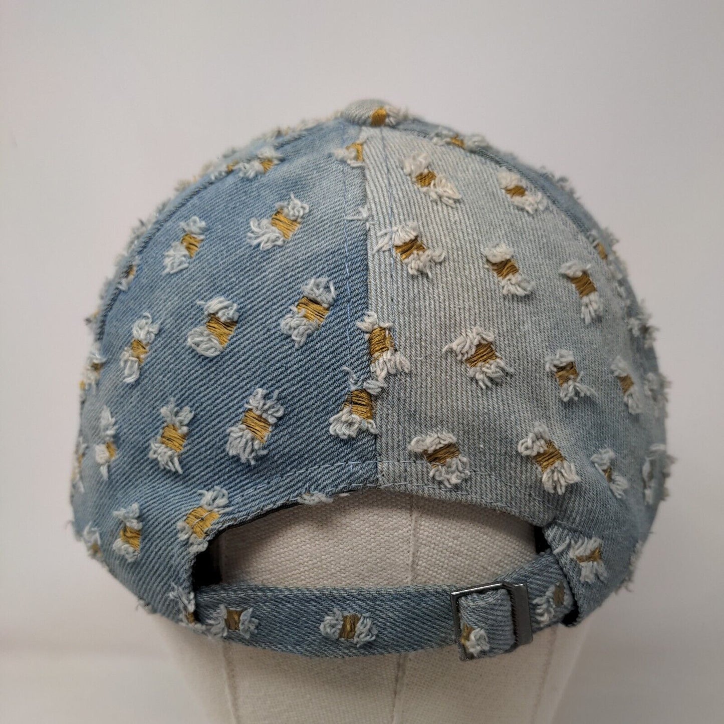 Unbranded Slideback Hat Blue One Size Solid Denim Distressed 6 Panel