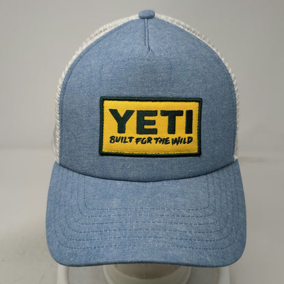 YETI Trucker Hat Blue One Size Built For The Wild Mesh Snapback Patch Green Brim
