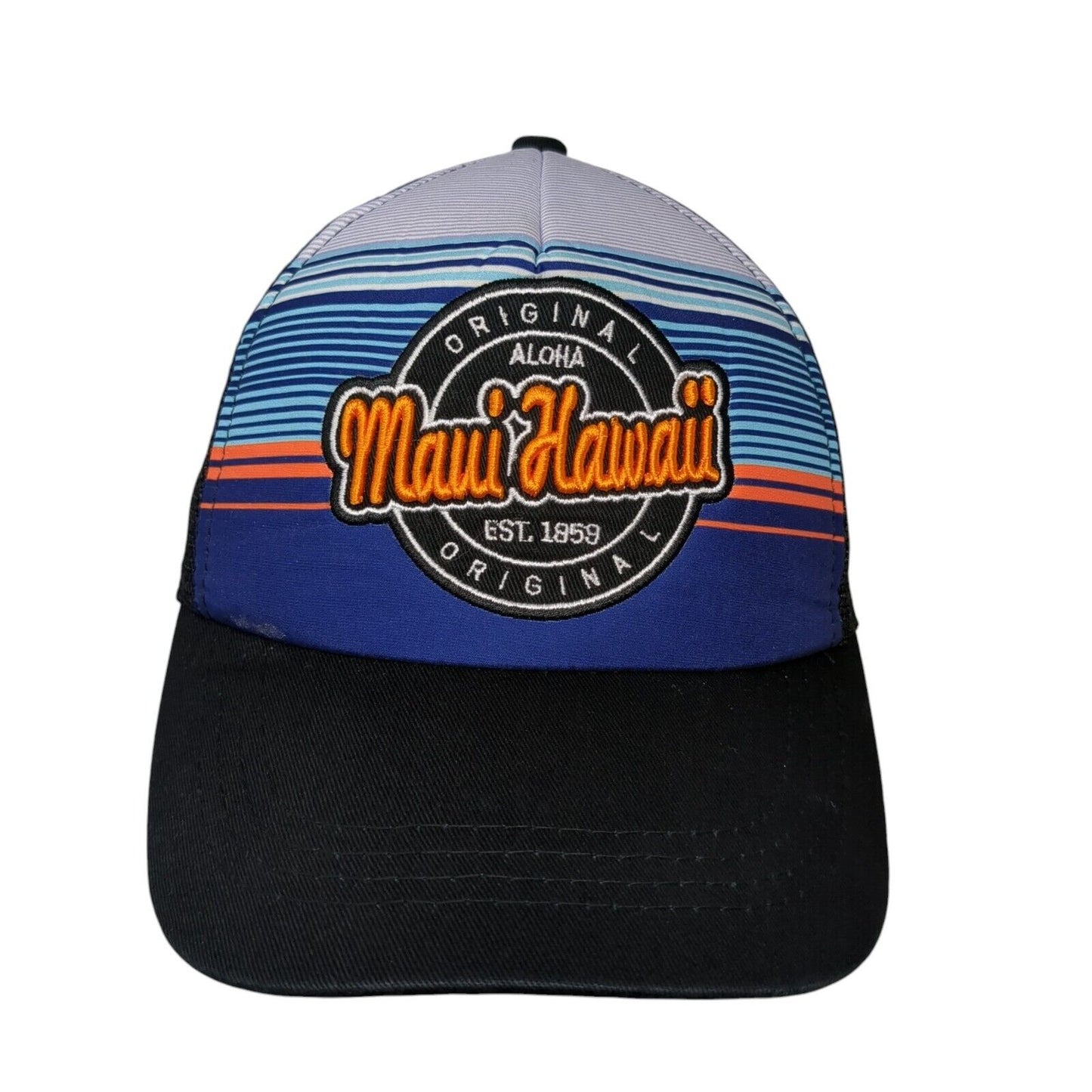 Maui Hawaii Aloha Snapback Trucker Hat Multi One Size Striped Mesh Back